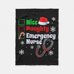 Nice Naughty Emergency Nurse Christmas Er Xmas Fleece Blanket