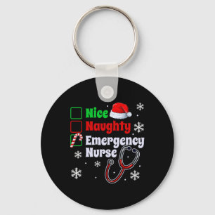 Nice Naughty Emergency Nurse Christmas Er Xmas  Key Ring