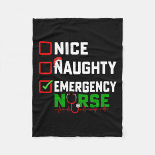 Nice Naughty Emergency Nurse Xmas Er Nursing Chris Fleece Blanket