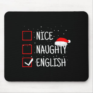 Nice Naughty English Christmas Checklist Funny Eng Mouse Pad