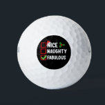 Nice Naughty Fabulous Funny Santa Christmas List H Golf Balls<br><div class="desc">Nice Naughty Fabulous Funny Santa Christmas List Holiday</div>