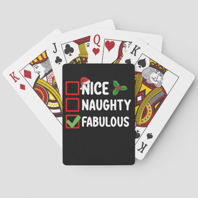 Nice Naughty Fabulous Funny Santa Christmas List H Playing Cards (Back)