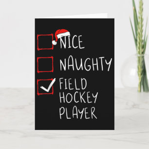 Nice Naughty Field Hockey Player List Christmas Sa Card
