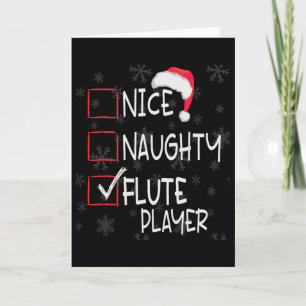 Nice Naughty Flute Player List Christmas Santa Cla Card