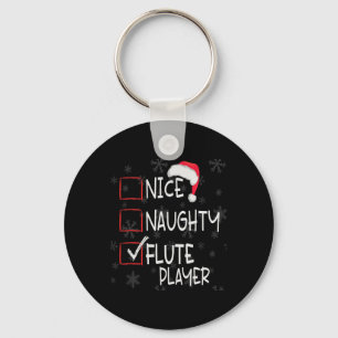 Nice Naughty Flute Player List Christmas Santa Cla Key Ring