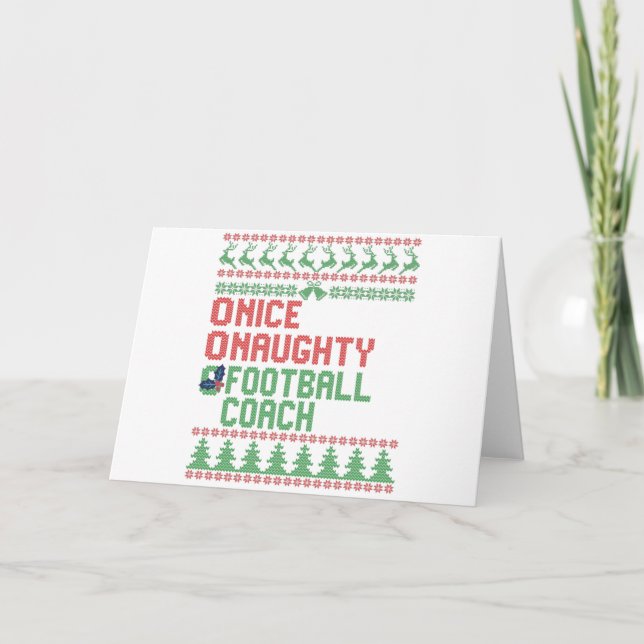 Nice Naughty Football Coach Funny Christmas Gift Card (Front)