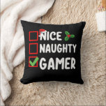 Nice Naughty Gamer Christmas List Gaming Santa Cushion<br><div class="desc">Nice Naughty Gamer Christmas List Gaming Santa</div>