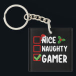 Nice Naughty Gamer Christmas List Gaming Santa Key Ring<br><div class="desc">Nice Naughty Gamer Christmas List Gaming Santa</div>