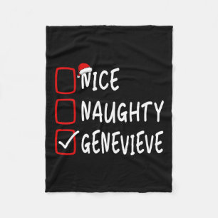 Nice Naughty Genevieve Personalised Name Christmas Fleece Blanket