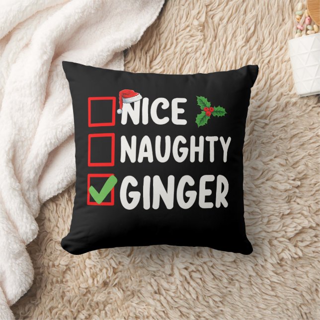 Nice Naughty Ginger Christmas List Family Holiday Cushion (Blanket)