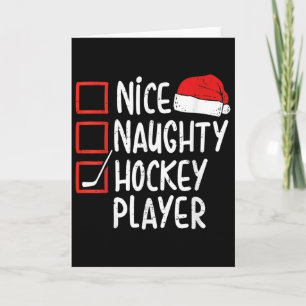 Nice Naughty Hockey Player Christmas Funny Xmas Sa Card