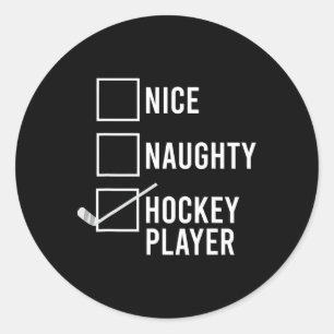 Nice Naughty Hockey Player Christmas Santa Classic Round Sticker