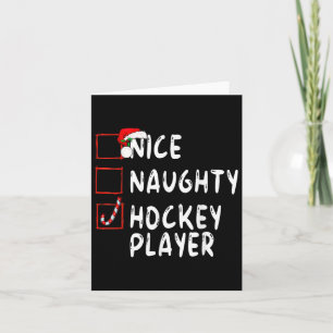 Nice Naughty Hockey Player Christmas Santa Claus Card