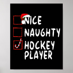 Nice Naughty Hockey Player Christmas Santa Claus Poster