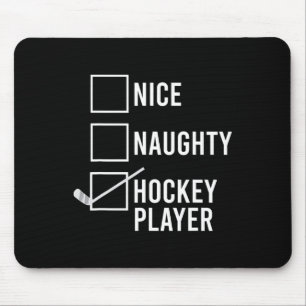 Nice Naughty Hockey Player Christmas Santa Mouse Pad