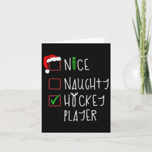 Nice Naughty Hockey Player Funny Christmas Costume Card