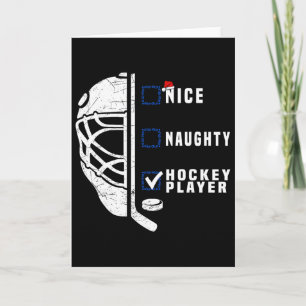 Nice Naughty Hockey Player List Christmas Santa Cl Card