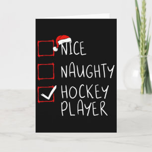 Nice Naughty Hockey Player List Christmas Santa Cl Card