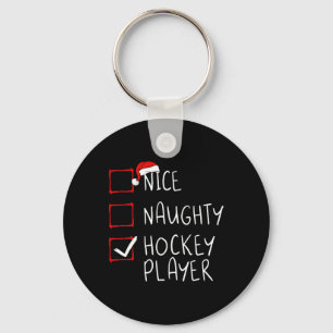 Nice Naughty Hockey Player List Christmas Santa Cl Key Ring