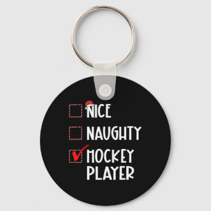 Nice Naughty Hockey Player List Christmas Santa Cl Key Ring