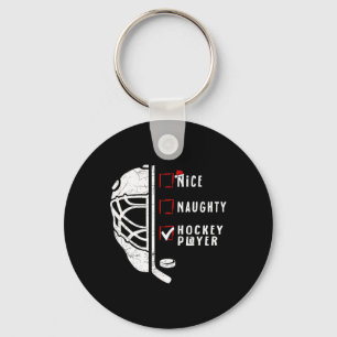 Nice Naughty Hockey Player List Christmas Santa Cl Key Ring