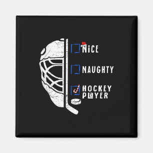 Nice Naughty Hockey Player List Christmas Santa Cl Magnet