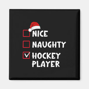 Nice Naughty Hockey Player List Christmas Santa Cl Magnet