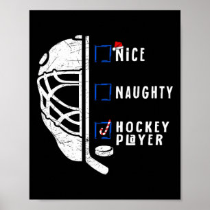 Nice Naughty Hockey Player List Christmas Santa Cl Poster