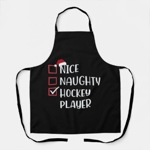 Nice Naughty Hockey Player Sports Lover Santa  Apron