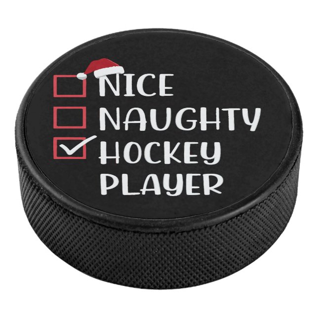 Nice Naughty Hockey Player Sports Lover Santa  Puck (3/4)