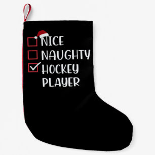 Nice Naughty Hockey Player Sports Lover Santa  Small Christmas Stocking