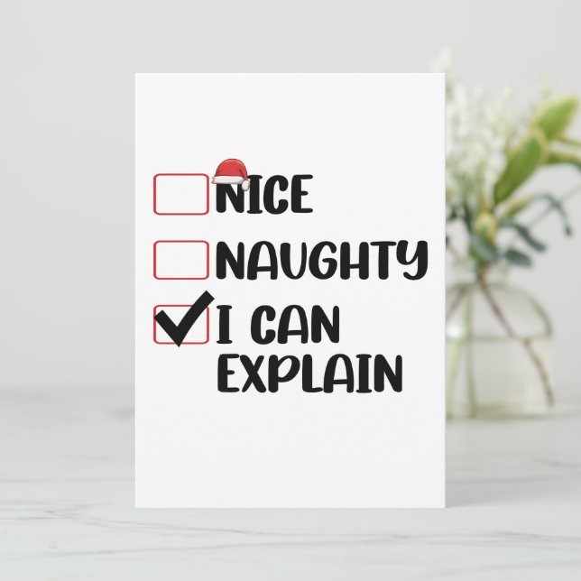 Nice Naughty I Can Explain Christmas List Santa  Invitation (Standing Front)