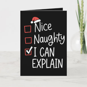 Nice Naughty I Can Explain Christmas List Xmas Holiday Card