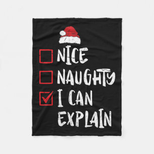 Nice Naughty I Can Explain Christmas List Xmas San Fleece Blanket