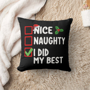 Nice Naughty I Did My Best Christmas List Family Cushion