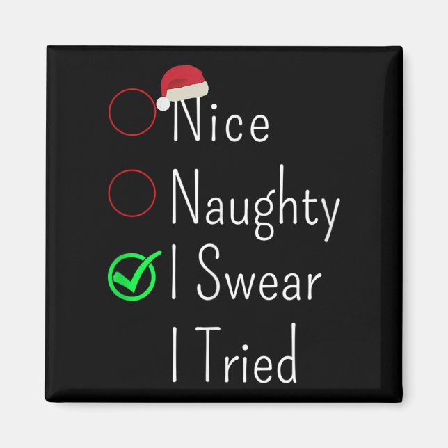 Nice Naughty I Swear I Tried Christmas Checklist S Magnet (Front)