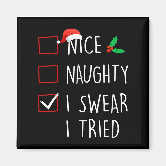 Nice Naughty I Swear I Tried Christmas Family Matc Magnet (Front)