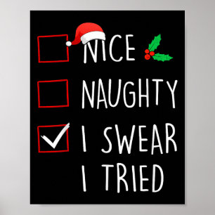 Nice Naughty I Swear I Tried Christmas Family Matc Poster