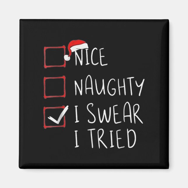 Nice Naughty I Swear I Tried Christmas Santa Graph Magnet (Front)