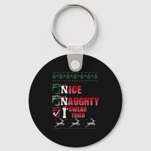 Nice Naughty I Swear I Tried List Xmas Lover Chris Key Ring