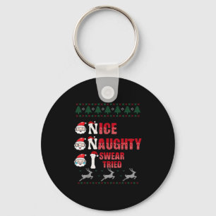 Nice Naughty I Swear I Tried List Xmas Lover Chris Key Ring