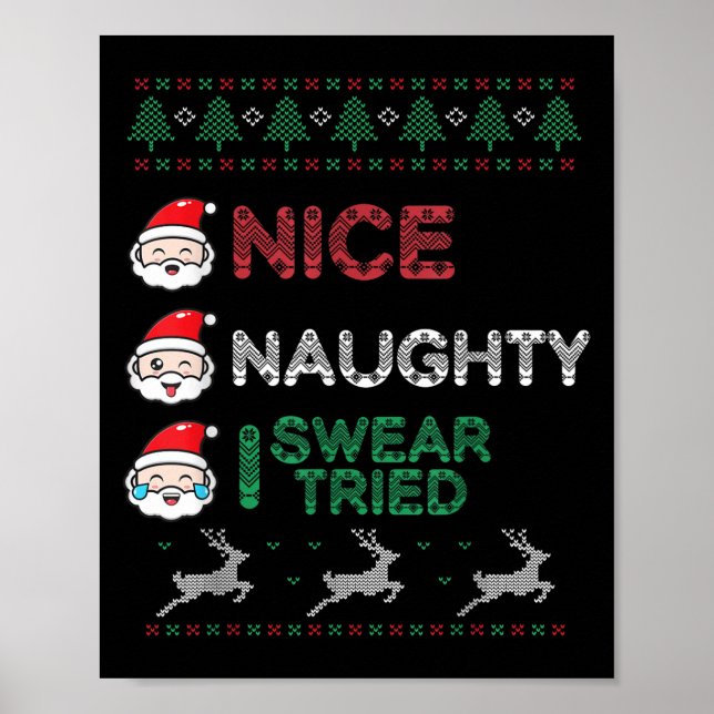 Nice Naughty I Swear I Tried List Xmas Lover Chris Poster (Front)