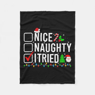 Nice Naughty I Tried Family Xmas Pajama Funny Chri Fleece Blanket