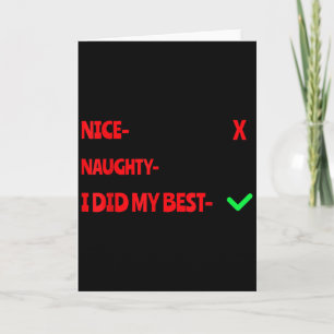 Nice Naughty I Tried Funny Christmas Matching Card