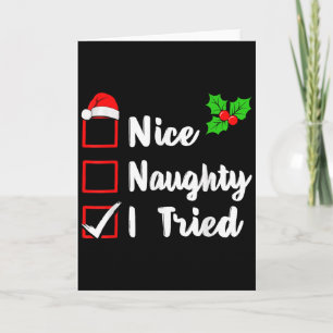 Nice Naughty I Tried Funny Christmas Pjs Family Ma Card