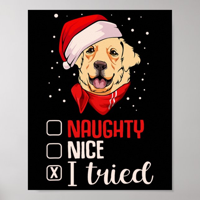 Nice Naughty I Tried Golden Retriever Christmas Pa Poster (Front)
