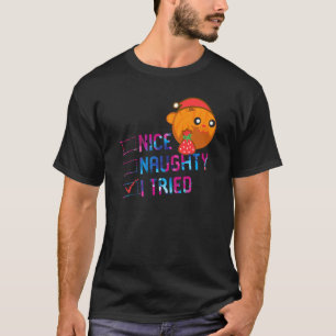 Nice Naughty I Tried Merry Christmas Funny Orange T-Shirt
