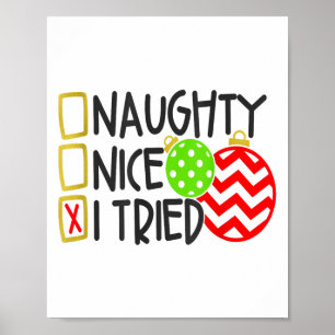 Nice Naughty I Tried Ornaments Novelty _1  Poster