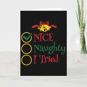 Nice Naughty I Tried Retro Christmas List Men Wome Card