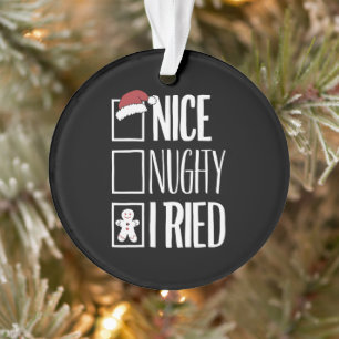 Nice Naughty I Tried Santa's Naughty List Xmas Ornament
